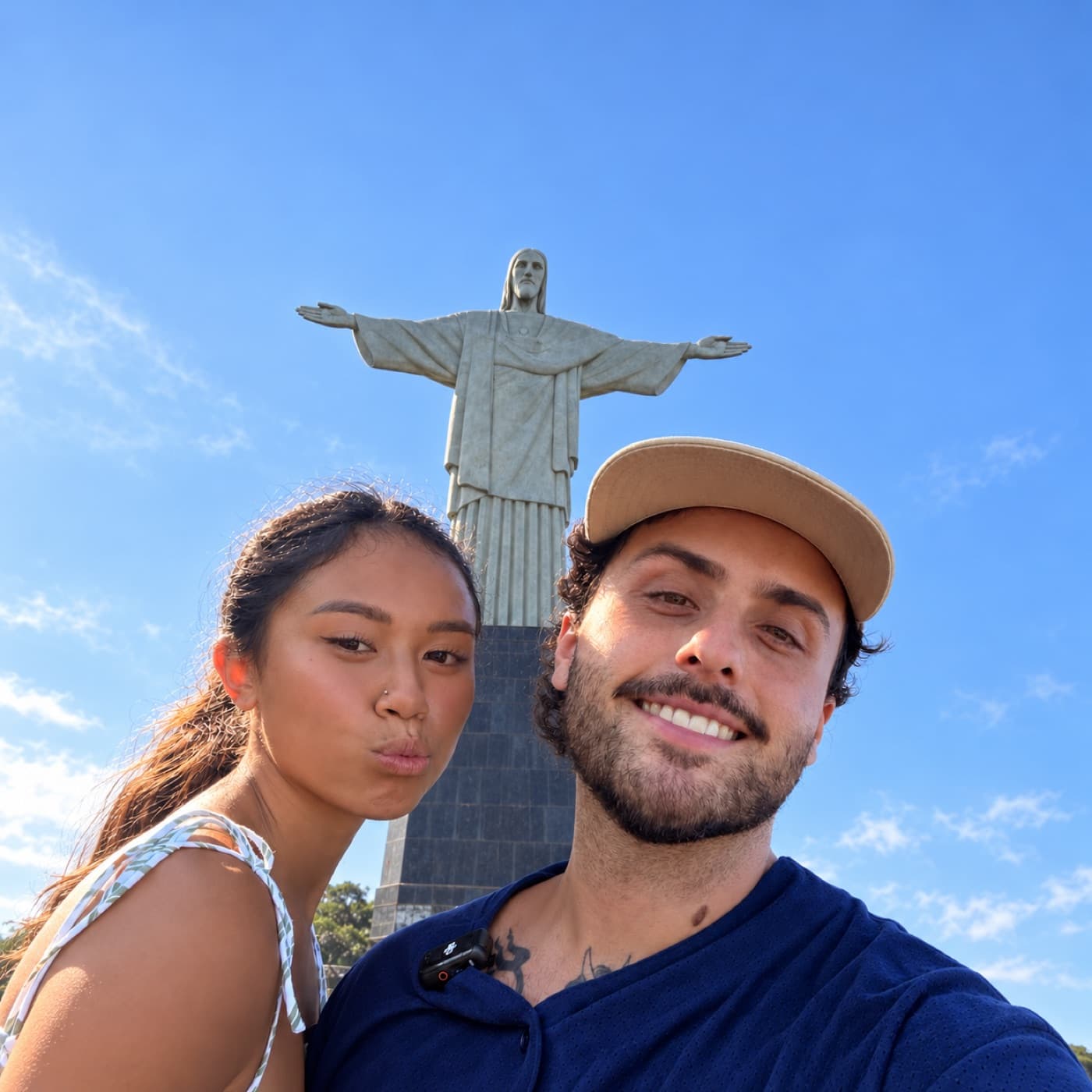 Milla and Tom in front of Christ the Redeemer